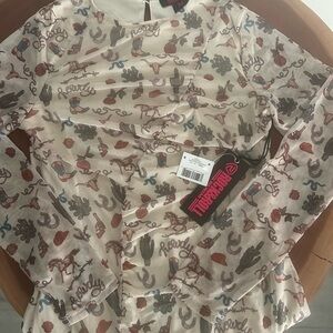 ROCK&ROLL DENIM MESH WESTERN PRINT DRESS